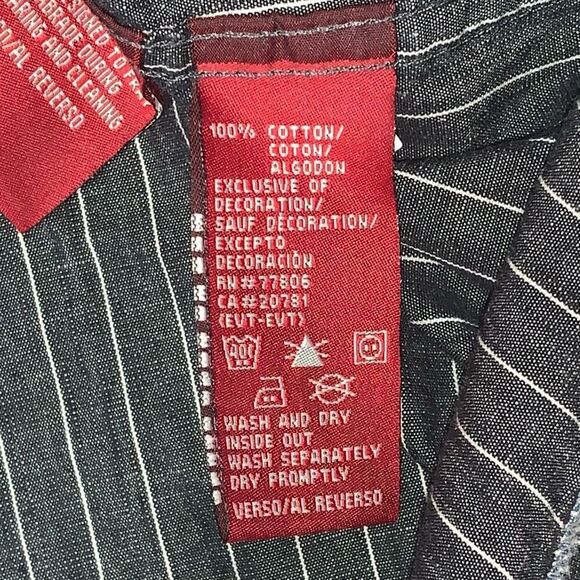 Vintage Tommy Hilfiger Red Label Denim Mens XL Black Pinstripe Button Down Shirt - Picture 3 of 8